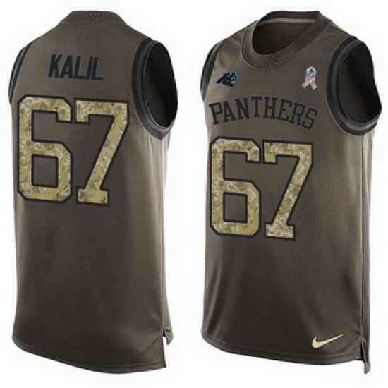 Nike Panthers #67 Ryan Kalil Green Mens Stitched NFL Limited Salute To Service Tank Top Jersey